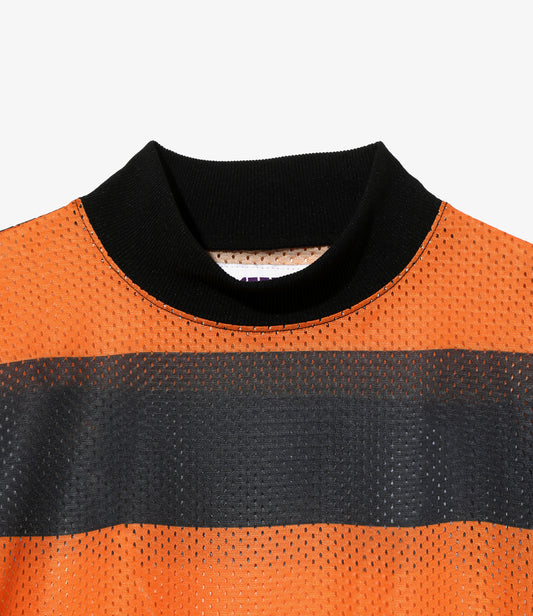 SHIDEN FW2025 L/S MOCK NECK TEE STRIPE MESH