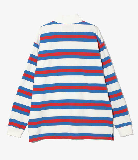 SHIDEN FW2025 L/S MOCK NECK TEE STRIPE COTTON JERSEY
