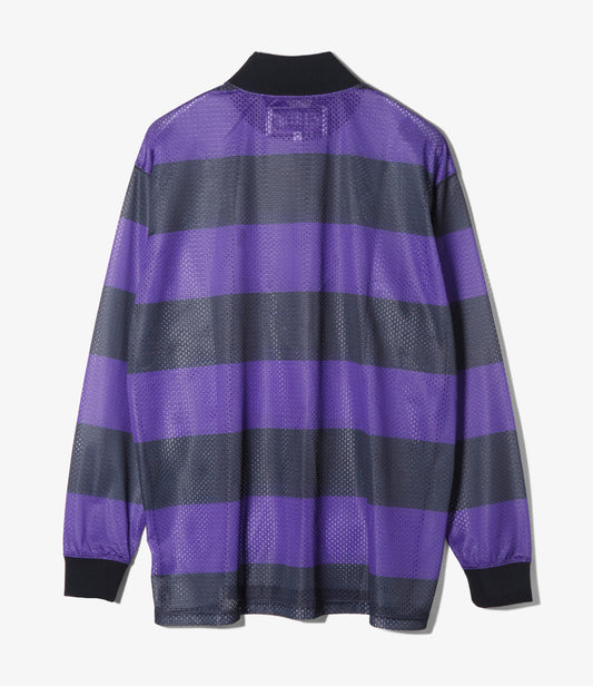 SHIDEN FW2026 L/S MOCK NECK TEE - STRIPE MESH
