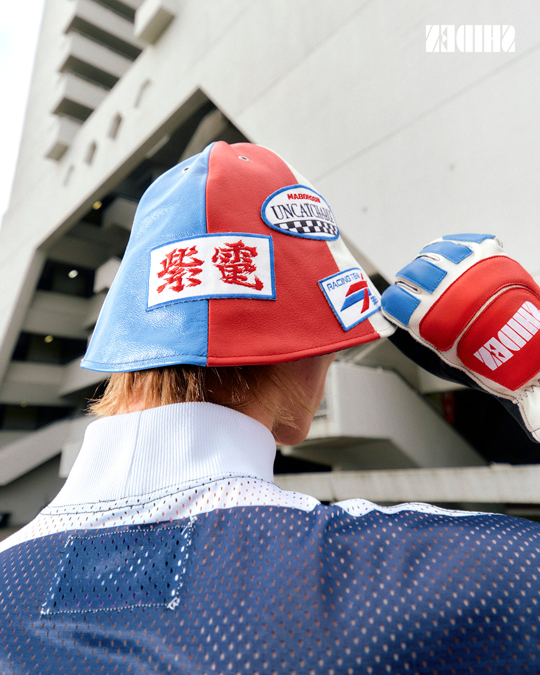 SHIDEN FW2025  MOTORCYCLE TULIP HAT COWHIDE LEATHER