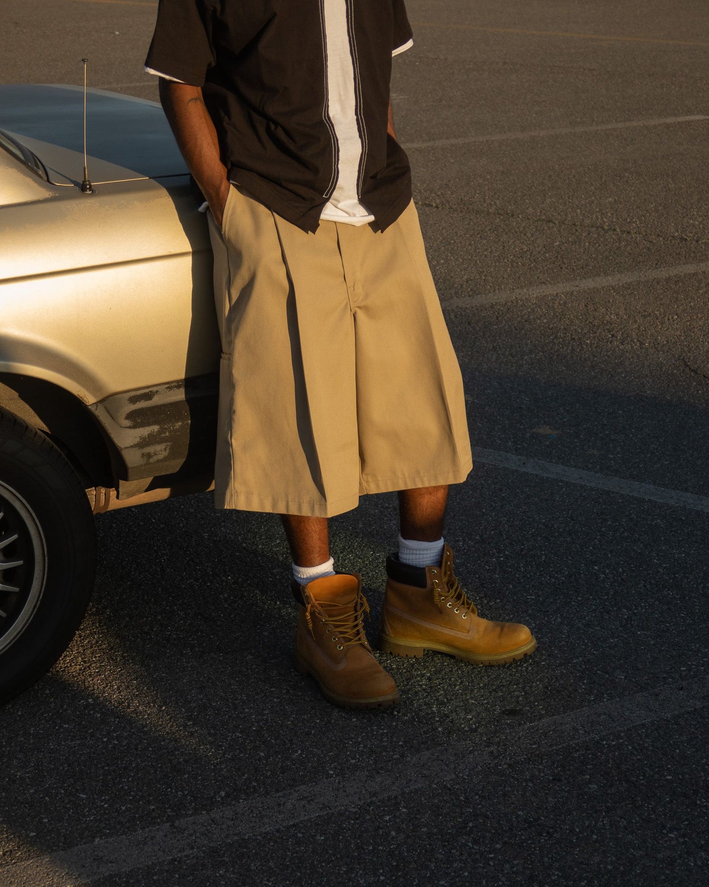 WHATEVERWORKS RECONSTRUCTED BAGGY WORK SHORTS
