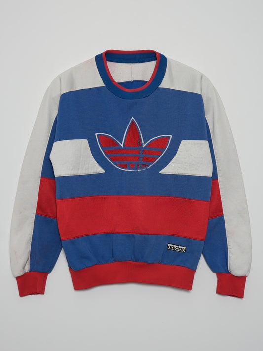 USED SPORTS COLLECTION 80's adidas STRIPED BOLD CREWNECK (women's)