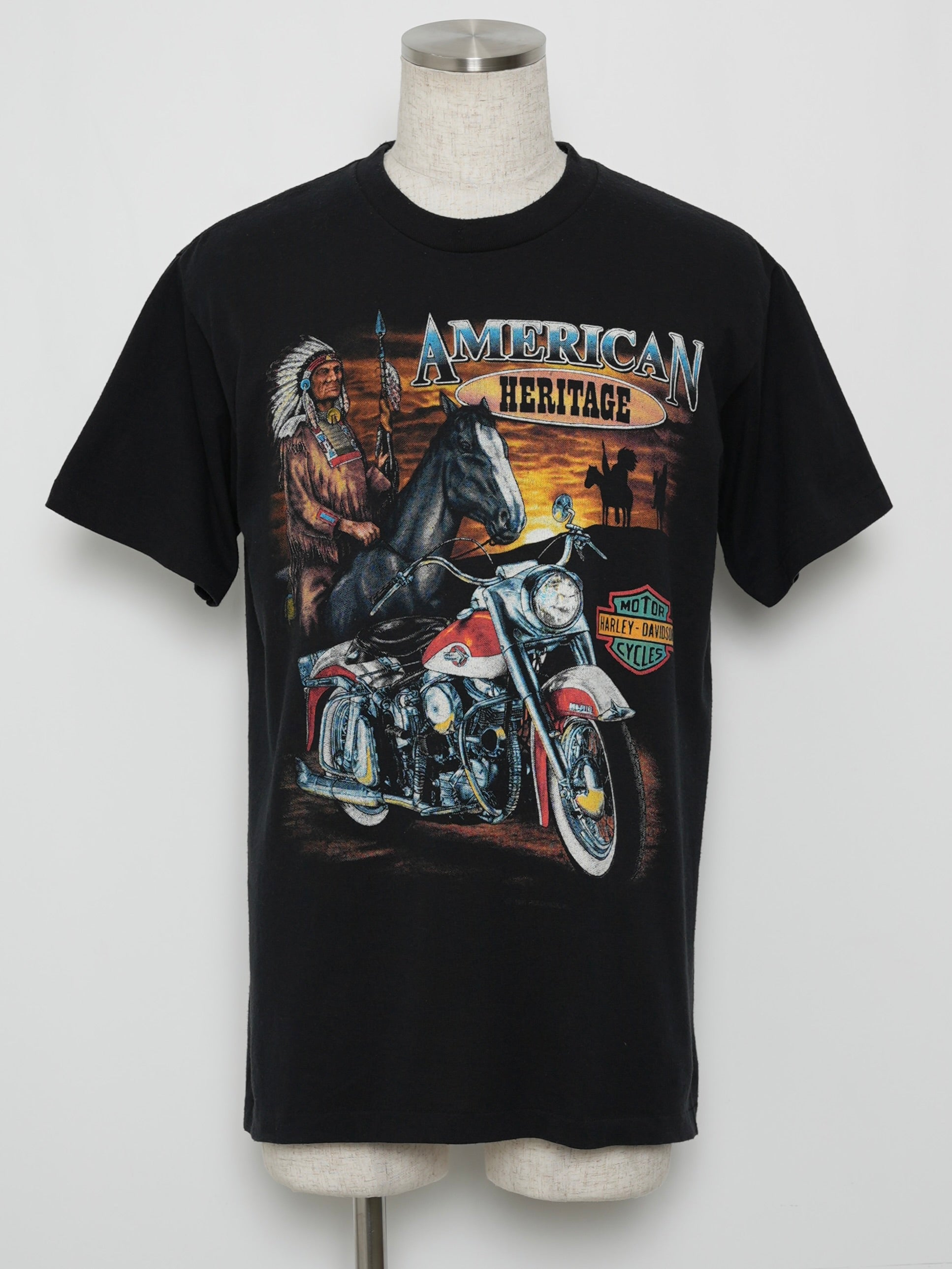 辺乃90s USA製ヴィンテージ　Harley-Davidson 袖フレイ 古着 90s USA製 HARLEY DAVIDSON シールド&バー バイク カットオフ