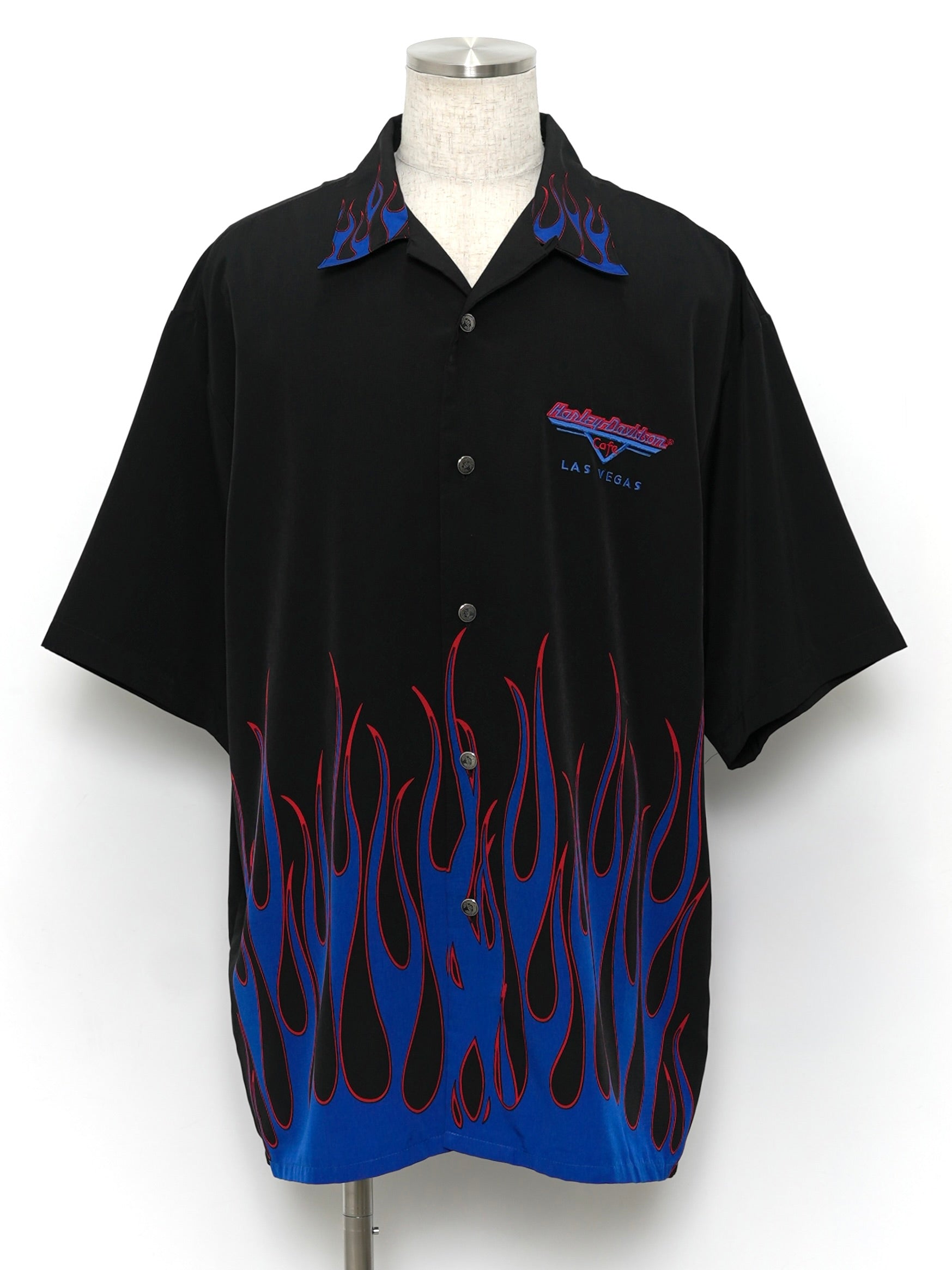 激レア　Harley Davidson フレイム　半袖シャツ ファイヤー USED MACHINE COLLECTION HARLEY-DAVIDSON CAFE LAS VEGAS FLAME SHIRT