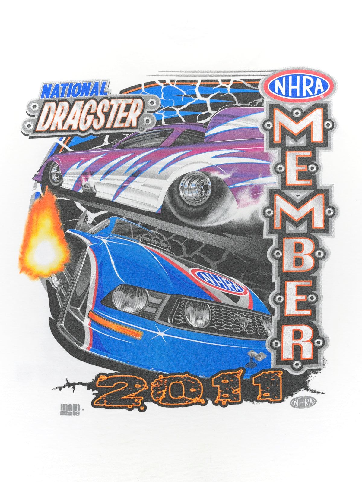 USED MACHINE COLLECTION NHRA MEMBER NATIONAL DRAGSTER 2011 T-SHIRT