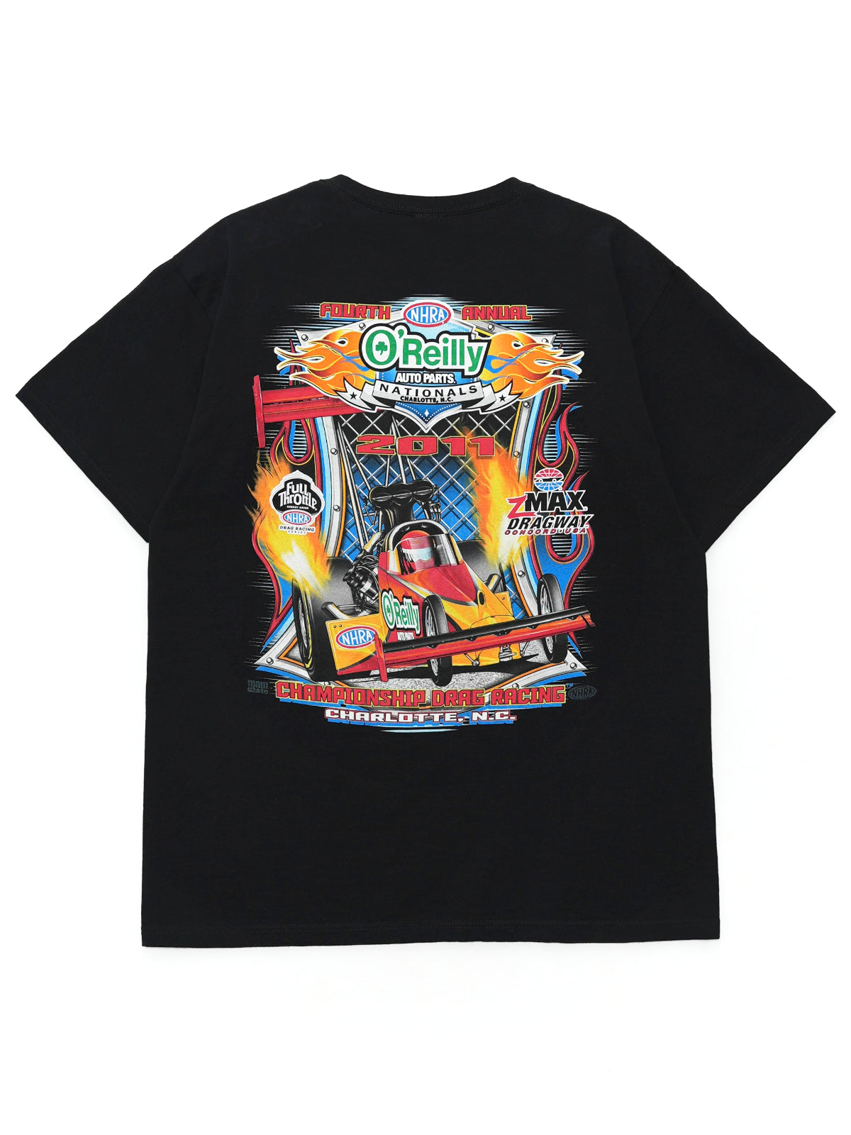 USED MACHINE COLLECTION NHRA O'Reilly AUTO PARTS NATIONALS 2011 DRAG RACING T-SHIRT