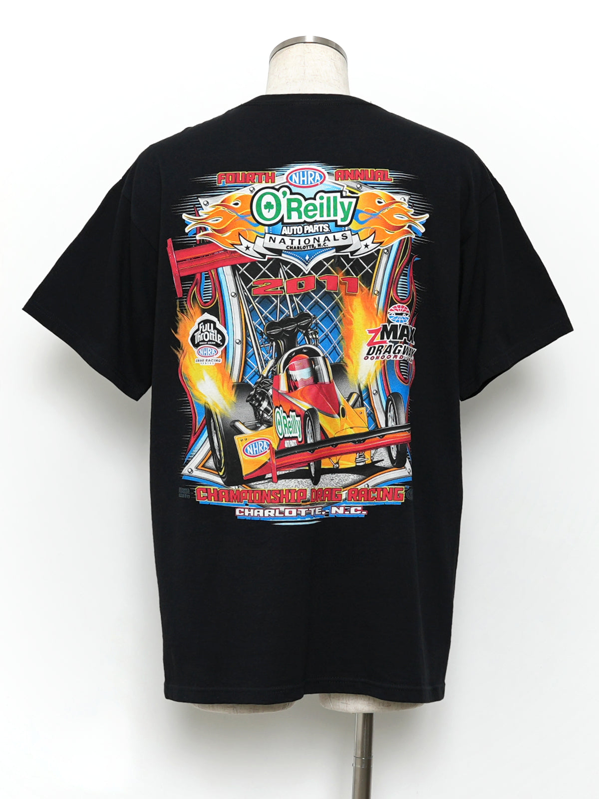 USED MACHINE COLLECTION NHRA O'Reilly AUTO PARTS NATIONALS 2011 DRAG RACING T-SHIRT