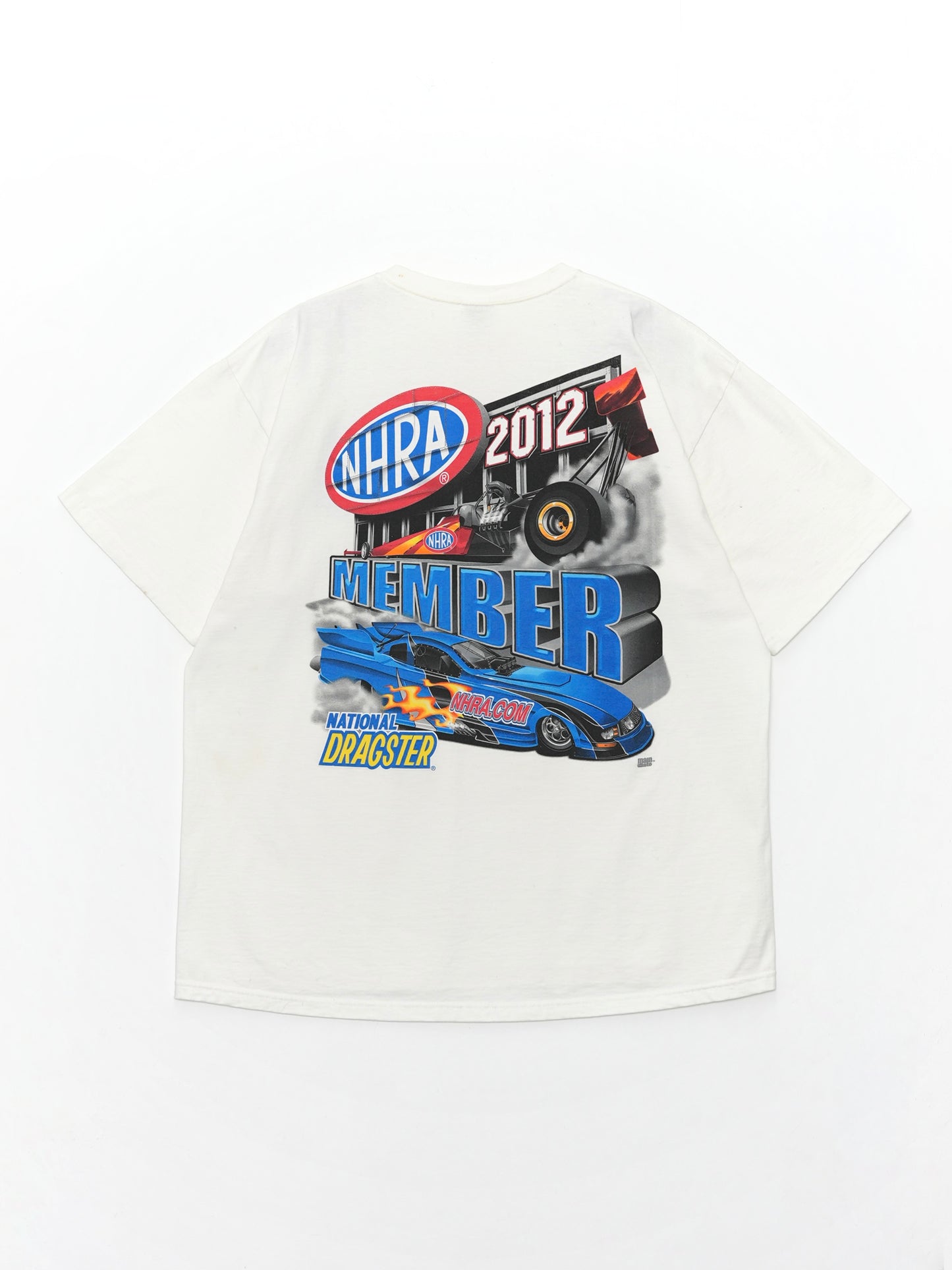 USED MACHINE COLLECTION NHRA MEMBER NATIONAL DRAGSTER 2012 T-SHIRT