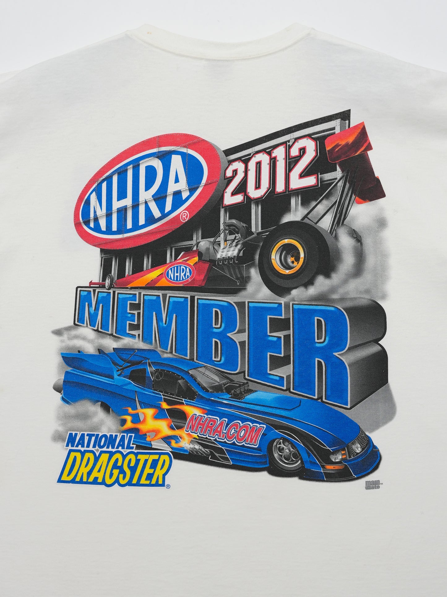 USED MACHINE COLLECTION NHRA MEMBER NATIONAL DRAGSTER 2012 T-SHIRT
