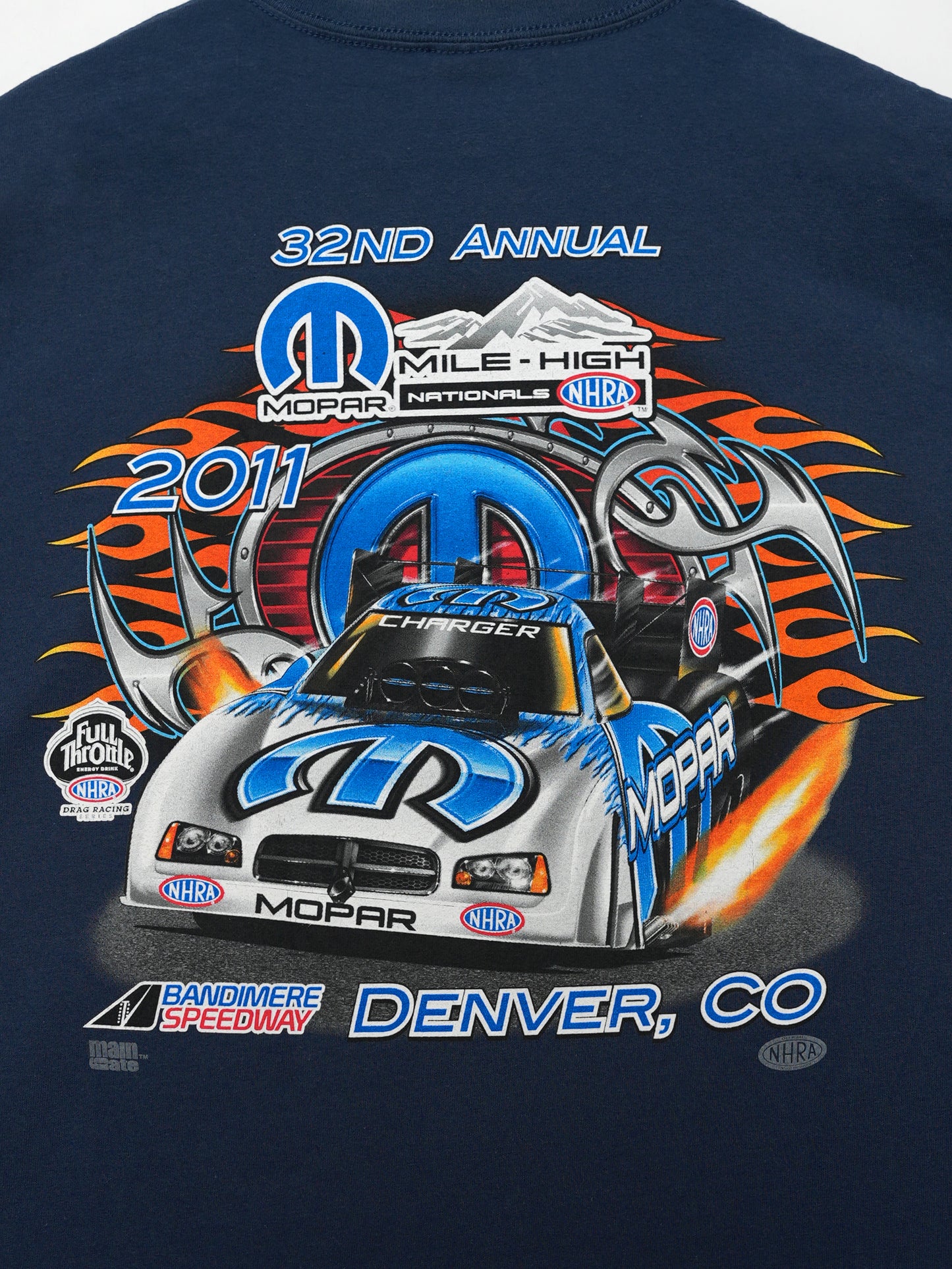USED MACHINE COLLECTION NHRA MOPAR MILE HIGH NATIONALS 2011 T-SHIRT