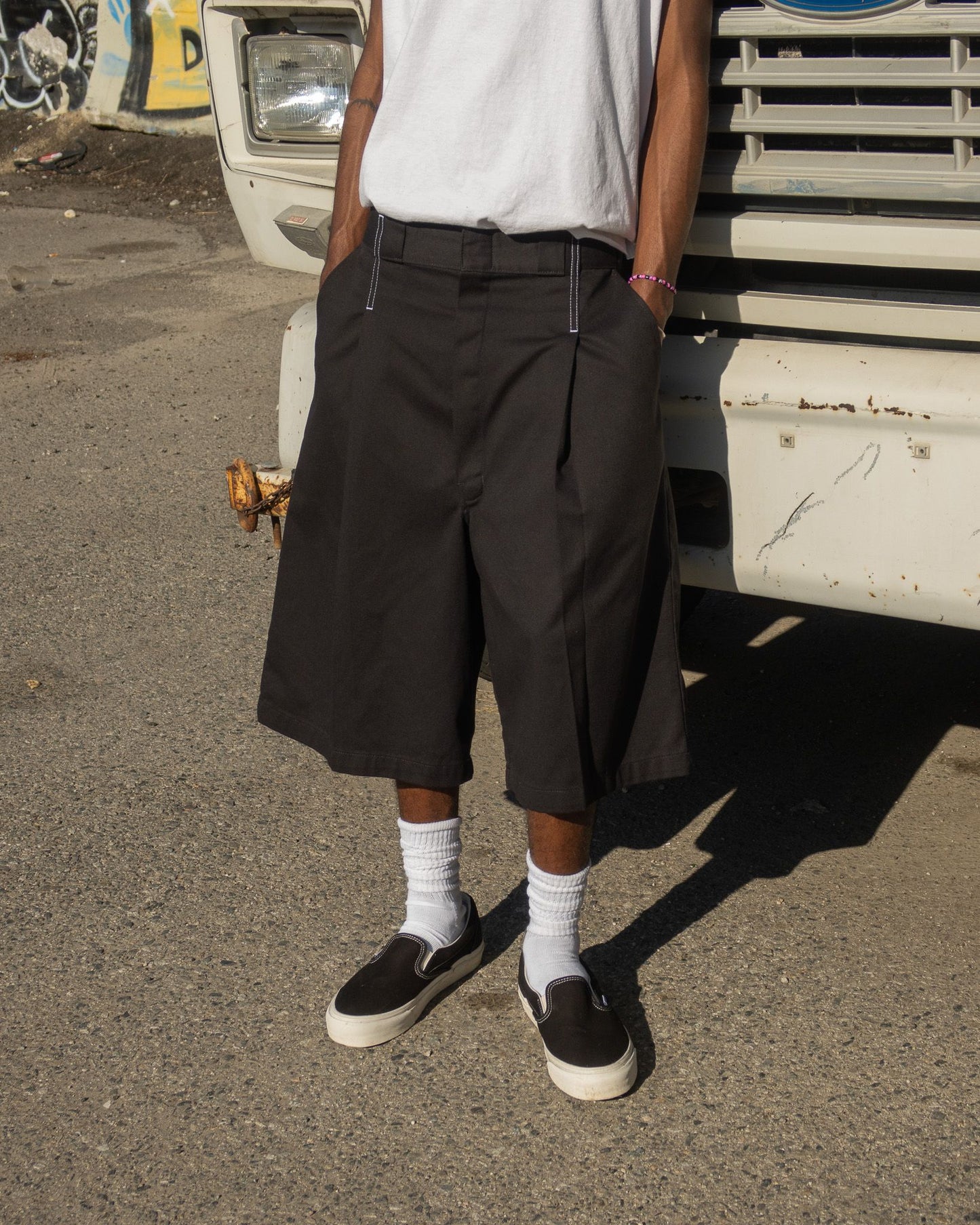 WHATEVERWORKS RECONSTRUCTED BAGGY WORK SHORTS