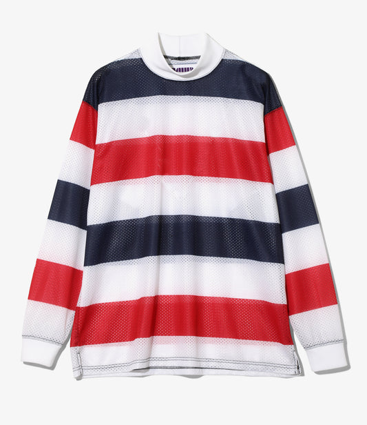 SHIDEN FW2025 L/S MOCK NECK TEE STRIPE MESH