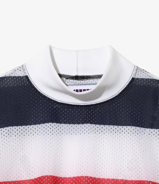 SHIDEN FW2025 L/S MOCK NECK TEE STRIPE MESH