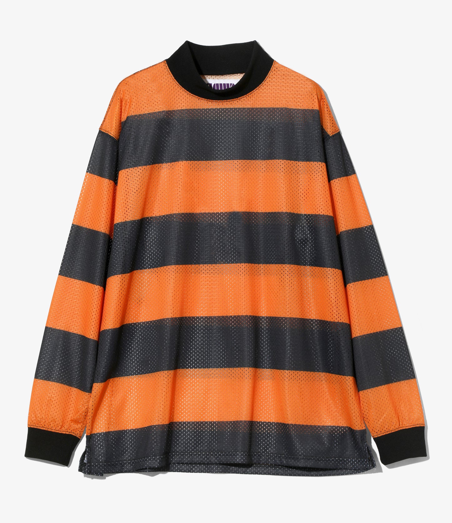 SHIDEN FW2025  L/S MOCK NECK TEE STRIPE MESH