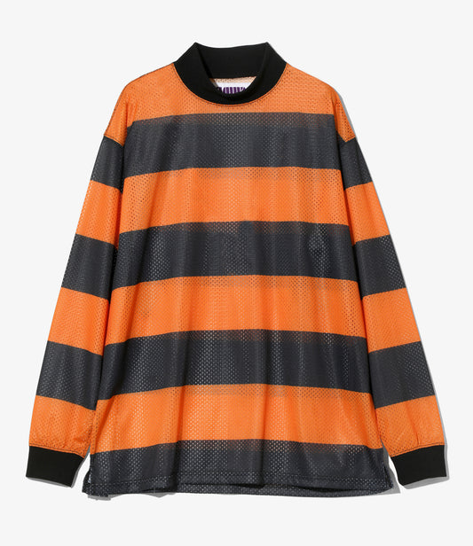 SHIDEN FW2025  L/S MOCK NECK TEE STRIPE MESH