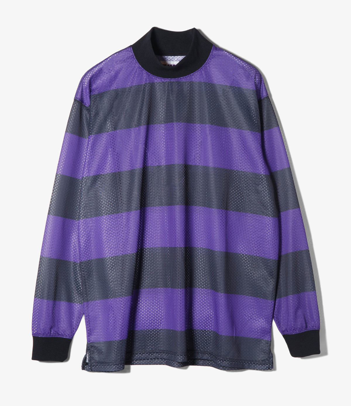 SHIDEN FW2026 L/S MOCK NECK TEE - STRIPE MESH