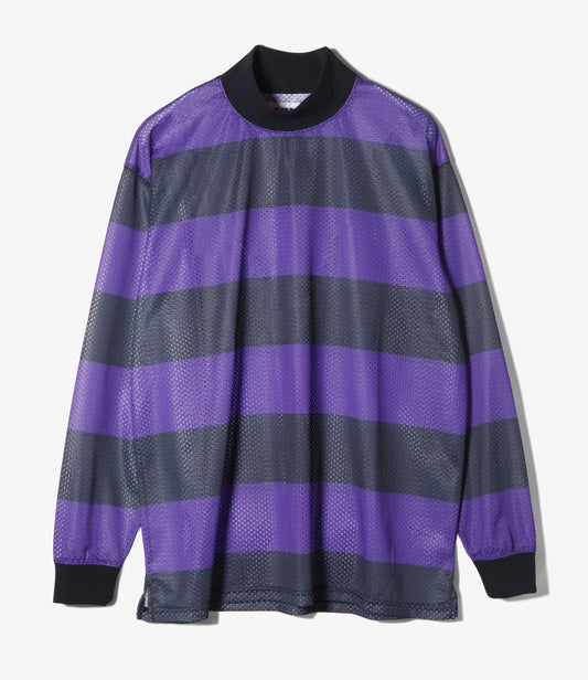 SHIDEN FW2026 L/S MOCK NECK TEE - STRIPE MESH