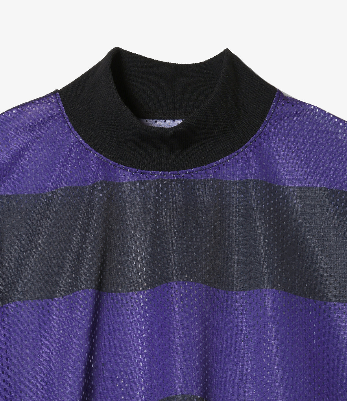 SHIDEN FW2026 L/S MOCK NECK TEE - STRIPE MESH