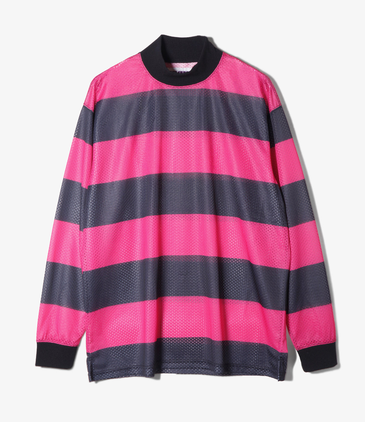 SHIDEN FW2026 L/S MOCK NECK TEE - STRIPE MESH