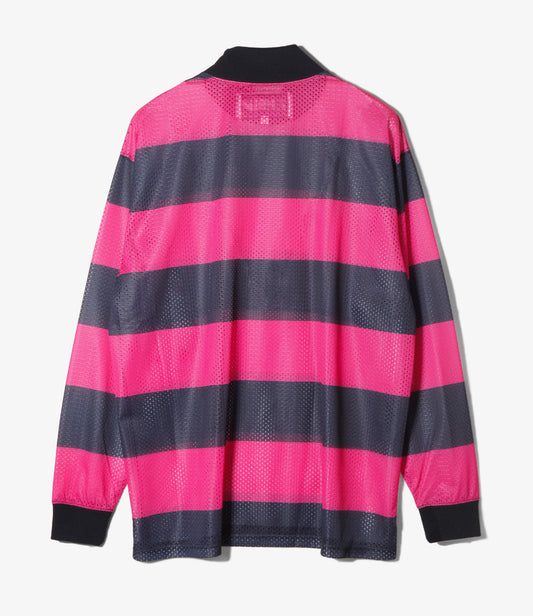 SHIDEN FW2026 L/S MOCK NECK TEE - STRIPE MESH