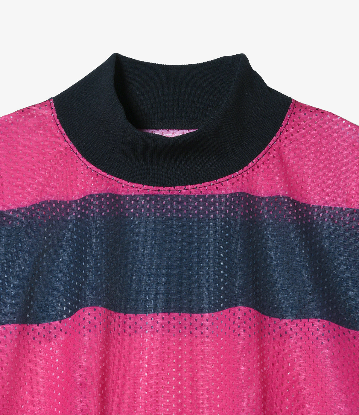 SHIDEN FW2026 L/S MOCK NECK TEE - STRIPE MESH